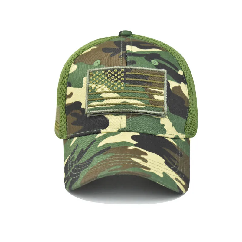 Men’s Tactical Mesh Trucker Hat, Camouflage Outdoor Baseball Cap with Removable Embroidered Patch, Adjustable Snap‑Back Sun Hat