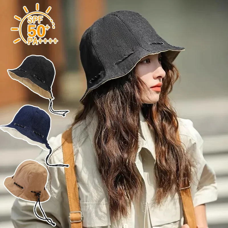 

Reversible Bucket Hat Foldable Travel-Friendly Design with Adjustable Drawstring UPF 50+ Sun Protection Hat for Adventures