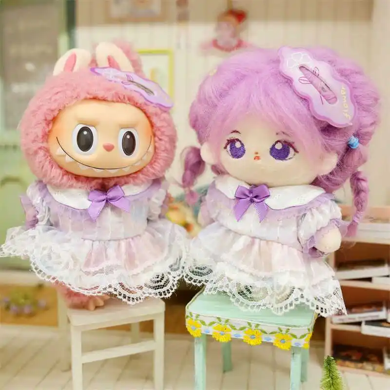 

10cm Cute Mini Purple Doll Clothes Kawaii 2Pcs Soft DIY Doll Outfit Changing Dressing Game for Girls Kids Fans Birthday Gifts