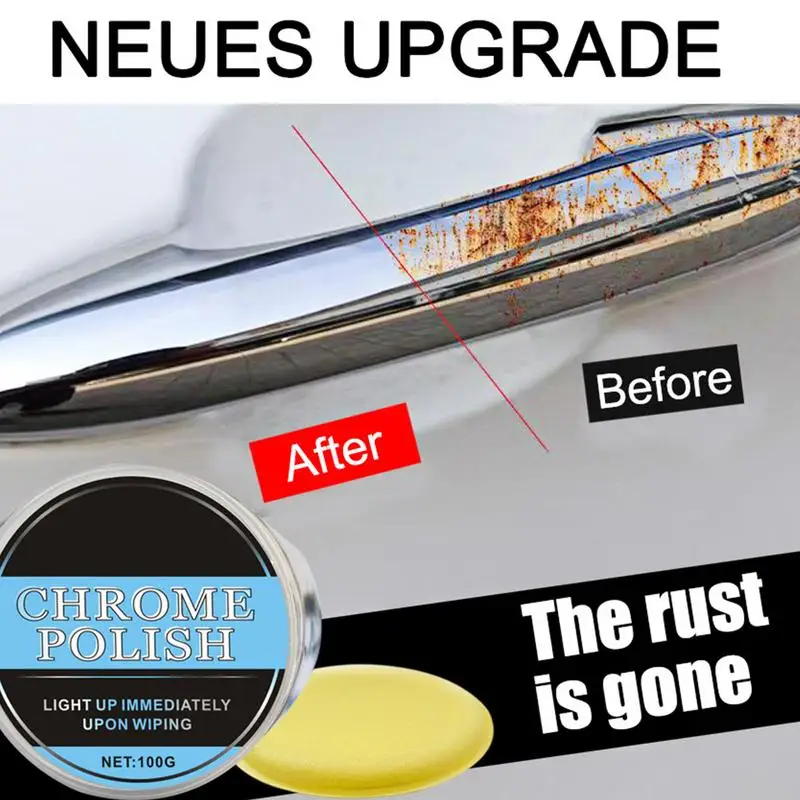 Car Chrome Restorer 100g Effective Auto Chrome Repair Paste Metal Shine Renovation Compound for Car Door Handles Windows Trim