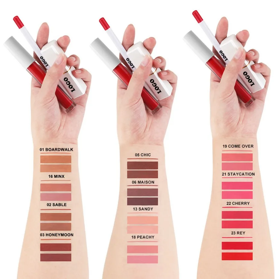 Ensemble de maquillage pour lèvres Vegan, marque privée, 3 pièces, brillant à lèvres, imperméable, longue durée, mat, Logo personnalisé