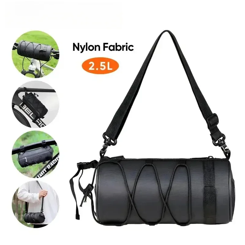 

2.5L Bike Handlebar Bag – Large Capacity Front Tube Storage Pouch with Shoulder Strap for Road & MTB Cycling