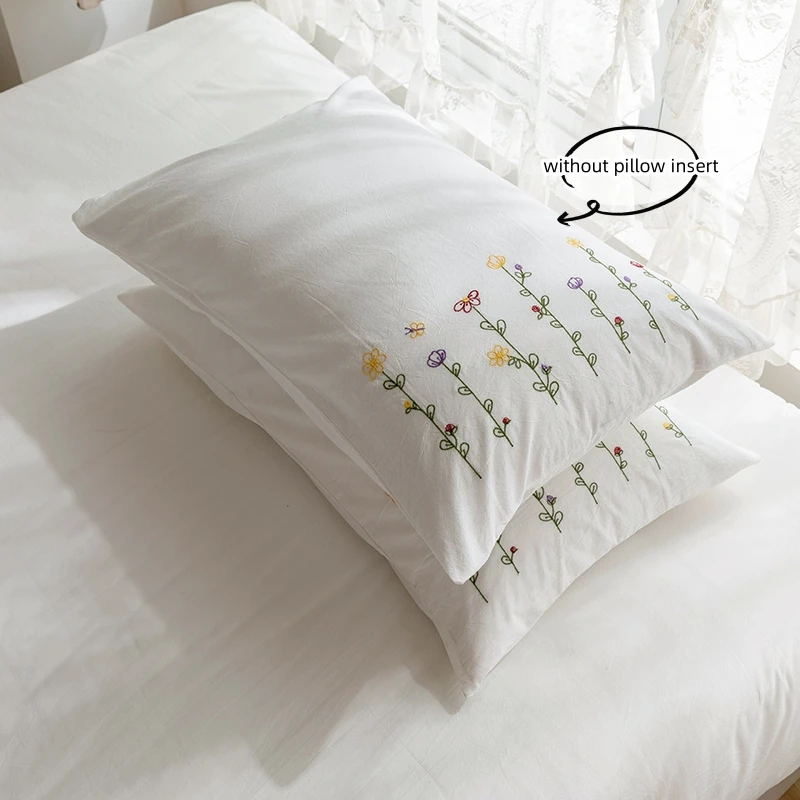 3pcs  Embroidery Duvet Cover Set (1*Duvet Cover + 2*Pillowcase, Without Core), Fresh Flower Print Bedding Set, Soft Comfortable