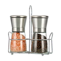 Ergonomic Adjustable Ceramic Core Pepper Sea Salt Grinder Stainless Steel Portable Spice Mill for Camping BBQ Home Kitchen Use