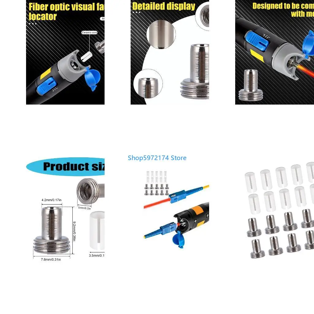 Y3NB 10Pcs Replacement Parts Pack For Fiber Optics Visual Fault Locators With 10 Ceramics And Metal Tip