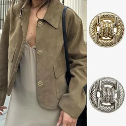 10pcs/set Fashionable Knotted Design Round Hollow Metal Buttons, Coat Suit Jacket Decorative Buttons, Sewing Accessories, 20mm