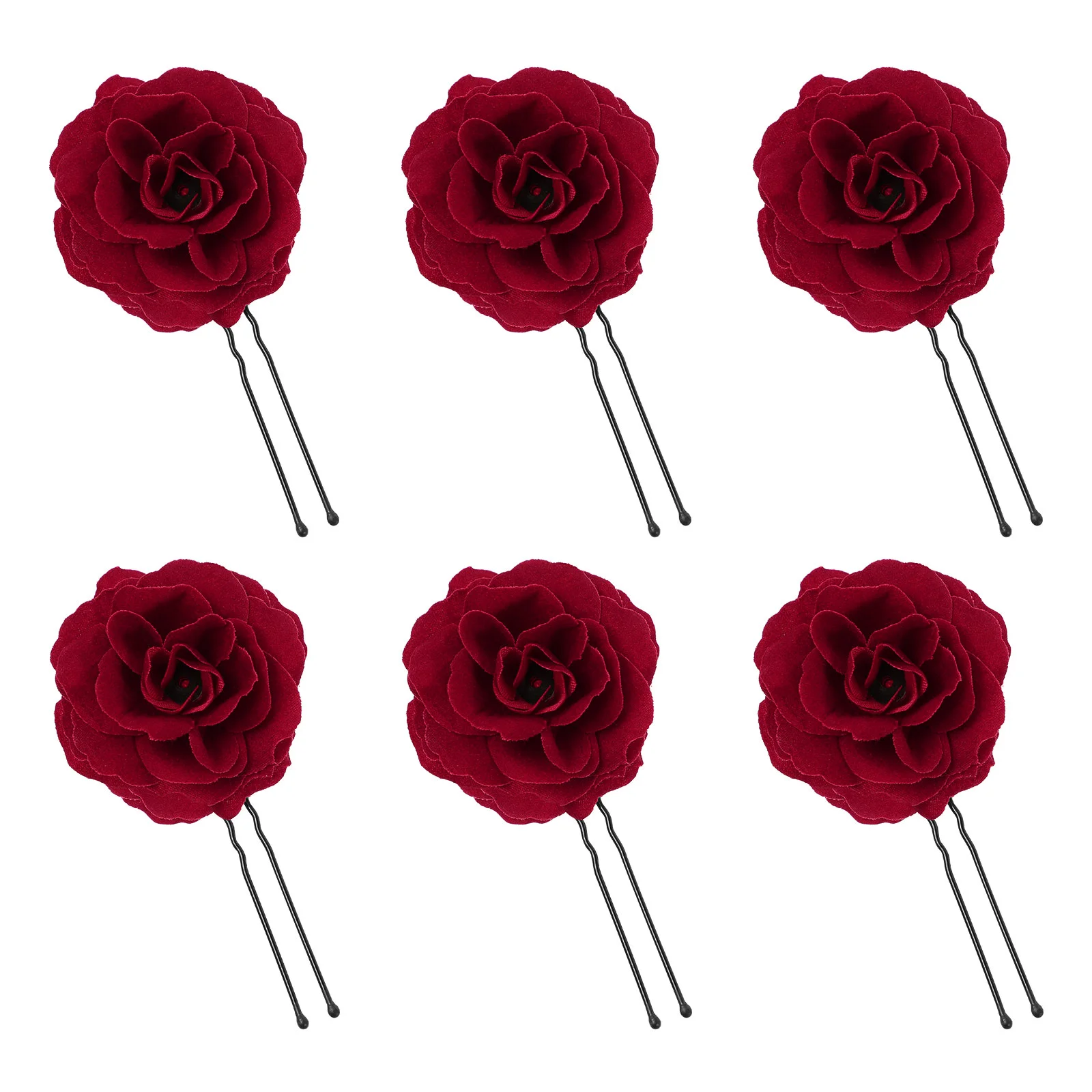 

Red Rose Hair Clip Bridal Accessories Roses Hairpin Floral Headwear Wedding Headdress Flower