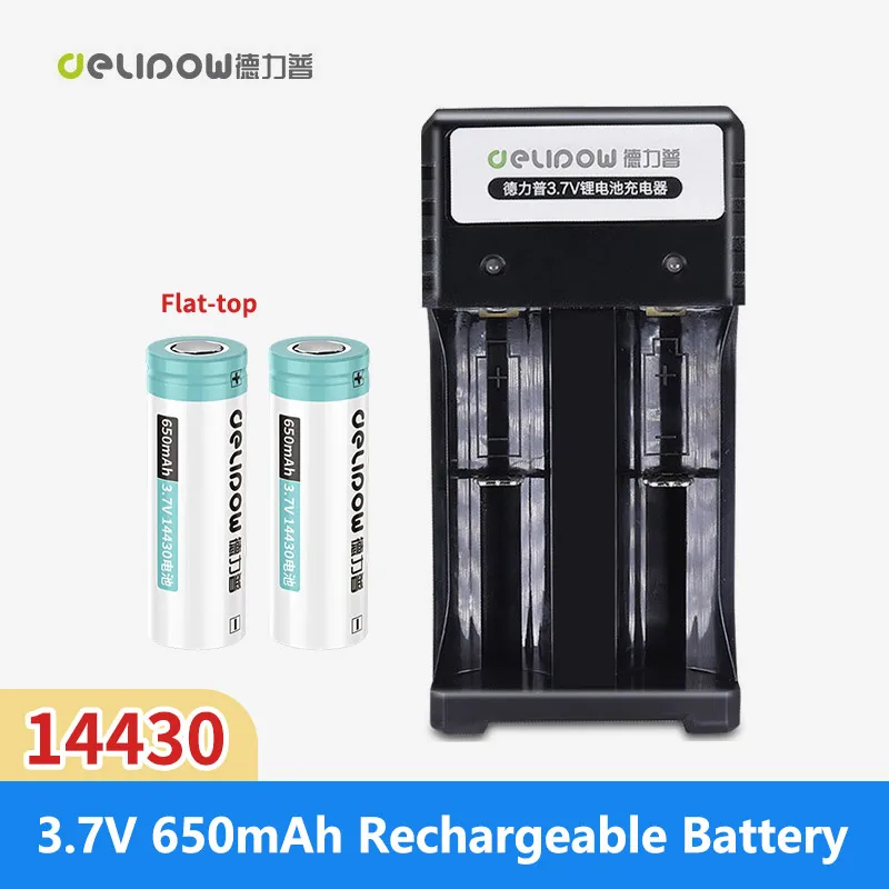 2-4pcs 100% New Original Delipow Flat-top 14430 battery 3.7v （14*43mm） 650mAh 14430 Lithium lon Rechargeable Battery