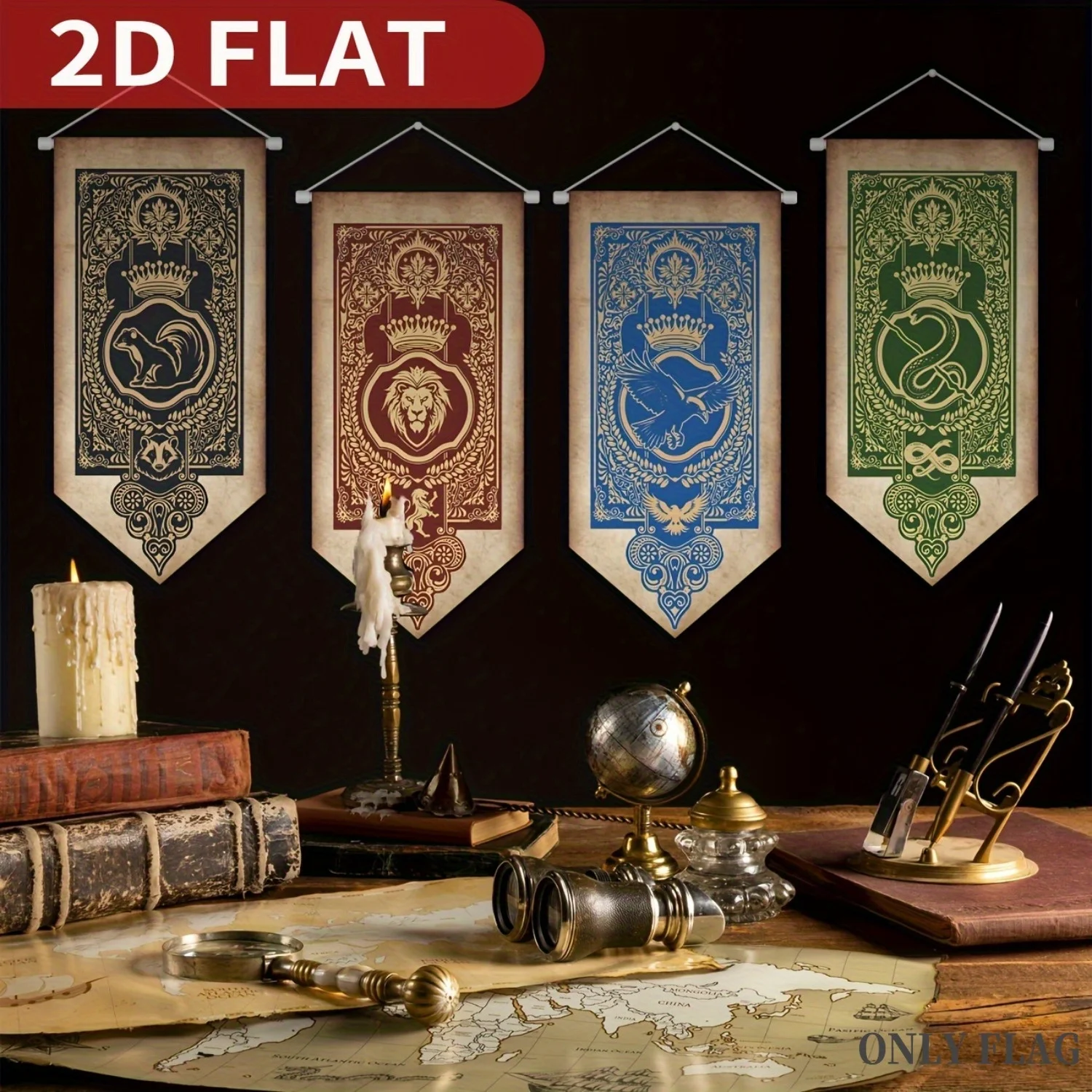 

4Pcs Wizard Party banners, Polyester Cloth, Welcome Wizard Decoration-Magic Theme Door Sign Hanging Flag for Halloween Witch