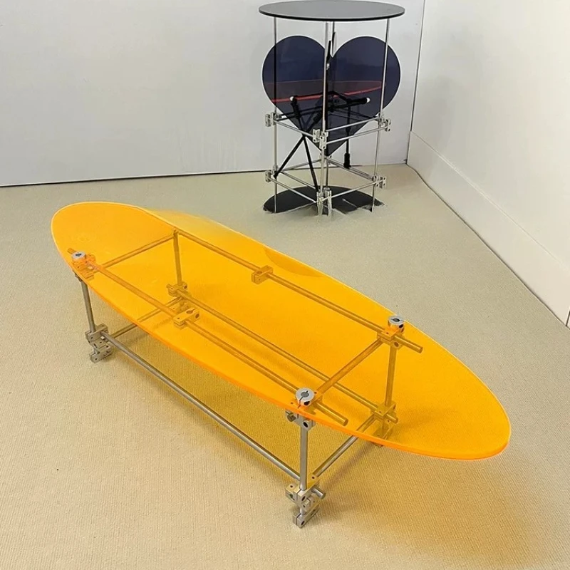 Surf table few modern simple aluminum alloy coffee table acrylic color sofa edge few small apartment living room oval