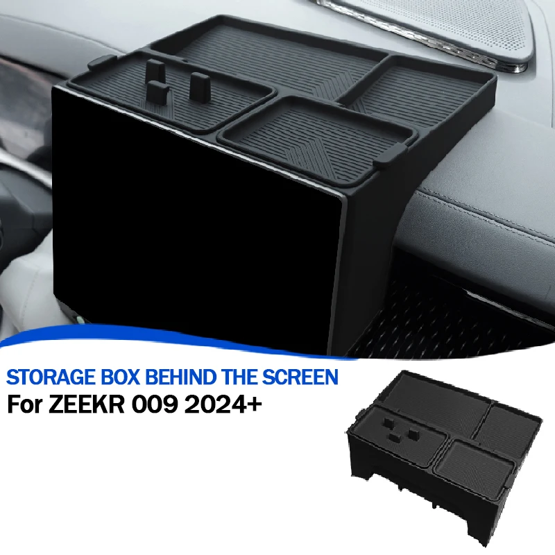 

For ZEEKR 009 2022-2025 Storage Box with Phone Holder Silicone Categorized Storage Compartment Behind Screen Car Accessories