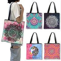 Bolso de mano con flores Datura, bolsos de compras para mujer, bolso de hombro con estampado Floral de Mandala para viaje, bolsos de gran capacidad, regalo