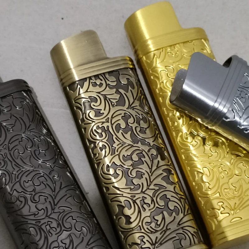 Classic Durable Reusable Alloy Case Lighters Universal Outside Armor Cover Fashion carving Metal Shell For Cricket Ed1