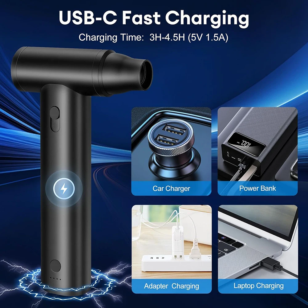 Portable Handheld Wireless Violent Fans Electric Air Duster Cordless Compressed Violent Turbo Fan Home Cleaning Tools 120000 RPM