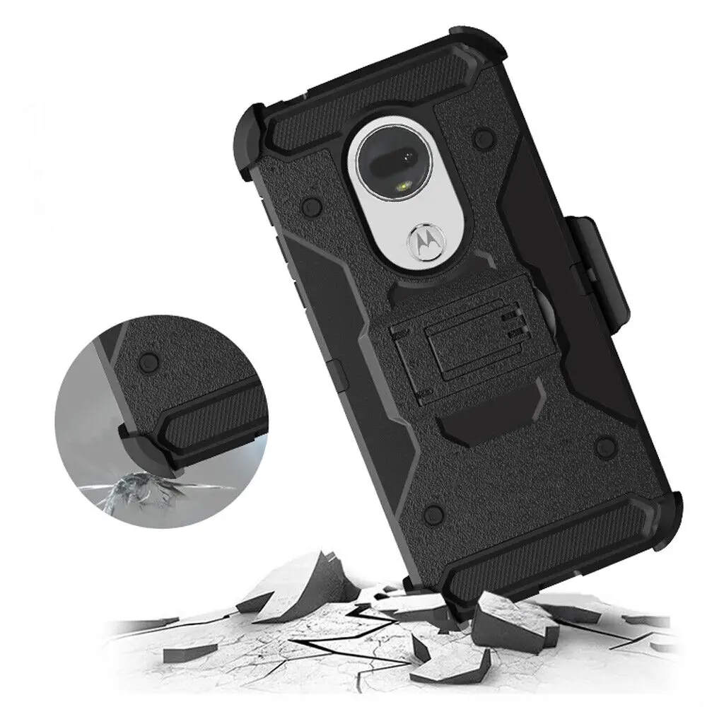 3 in 1Heavy Tough Rugged Armor Shockproof Case For Motorola Moto E5 E6 Z3 Z4 G7 Play Optimo Armor Belt Clip Holster Case Cover