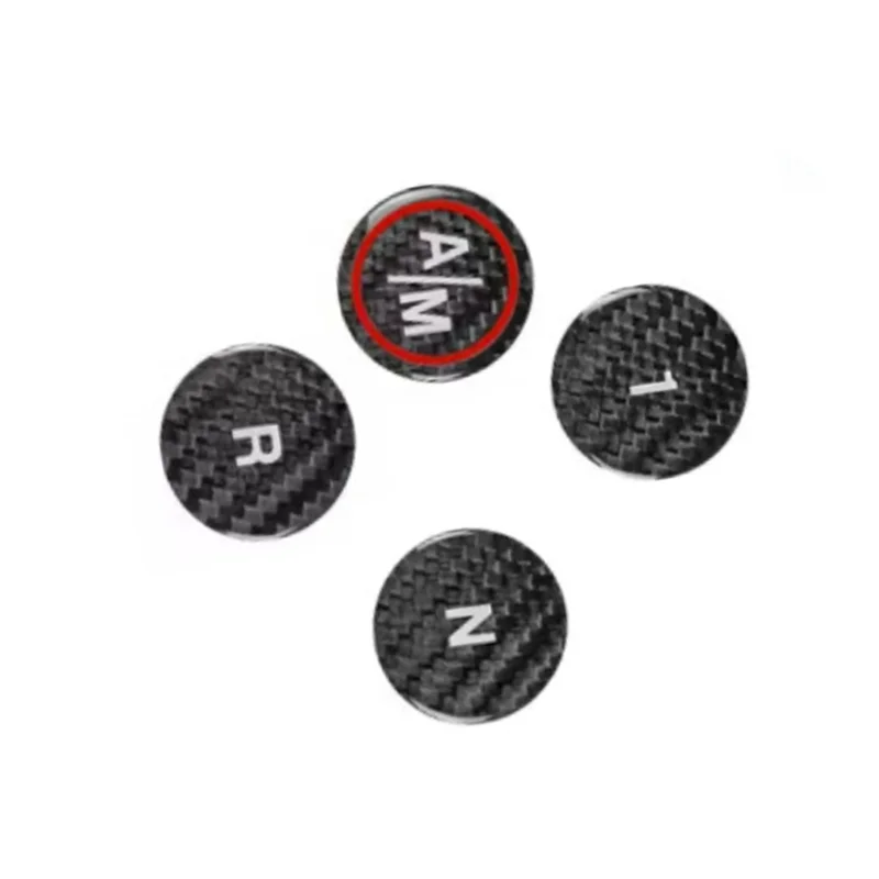 Pegatina decorativa de cubierta de botón de cambio de marchas de fibra de carbono para Fiat 500 Abarth 595 695, accesorio Interior de coche negro