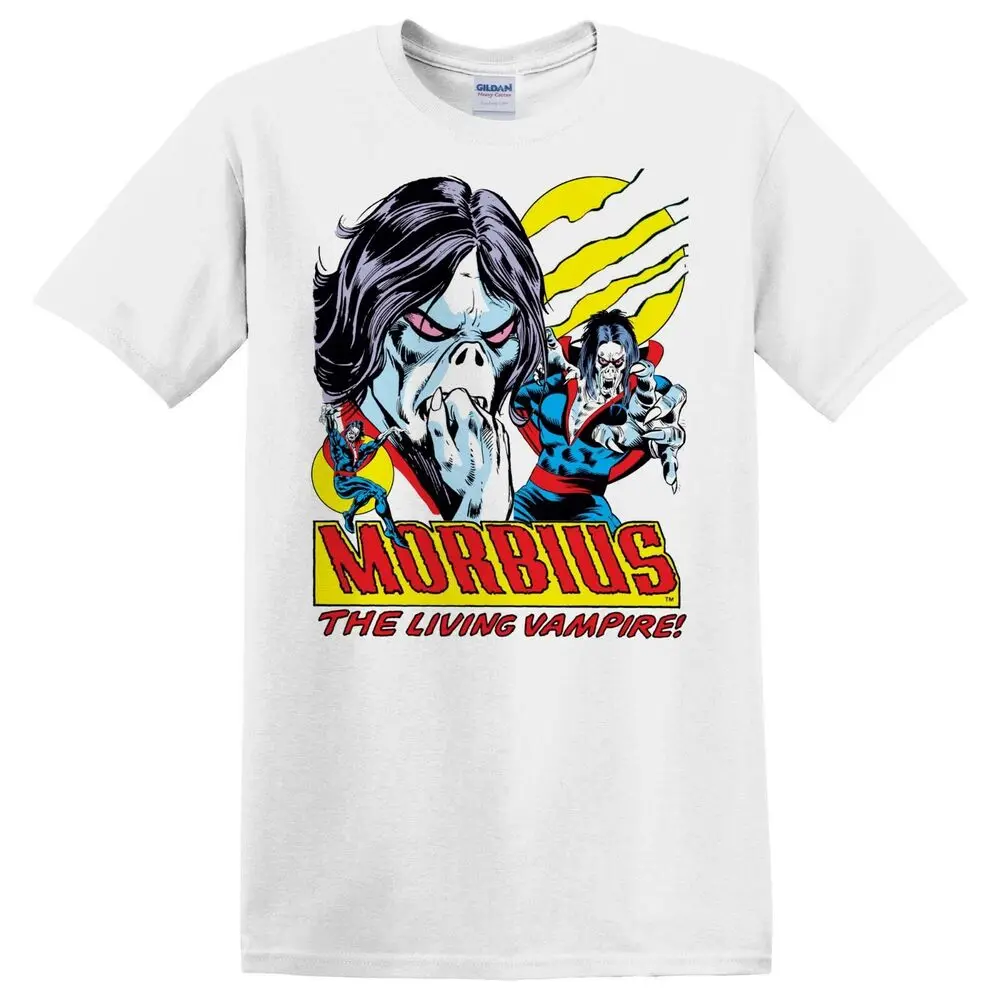 Camiseta de manga corta de Morbius The Living Vampire, playera blanca con gráfico de cómics retro, camisetas 100% de algodón de alta calidad