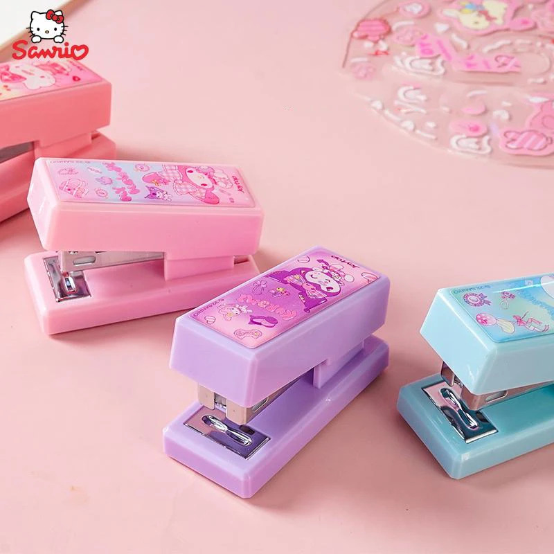 Cartoon Sanrios Stationery Hello Kittys Cinnamoroll Kuromi My Melody Kawaii Cute Student Stapler Portable Office Stapler Gifts