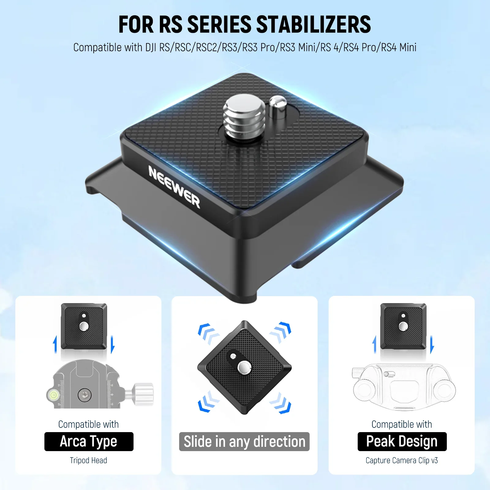 NEEWER UA078 Universal Arca Swiss Quick Release Plate Metal Camera Mount Plate with 1/4