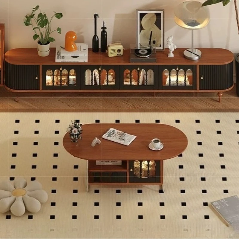 Glossy Brown Tv Stand Retro Rack Living Room Modern Tv Stand Wooden Bedroom Muebleso De Sala Para Casa House Accessories