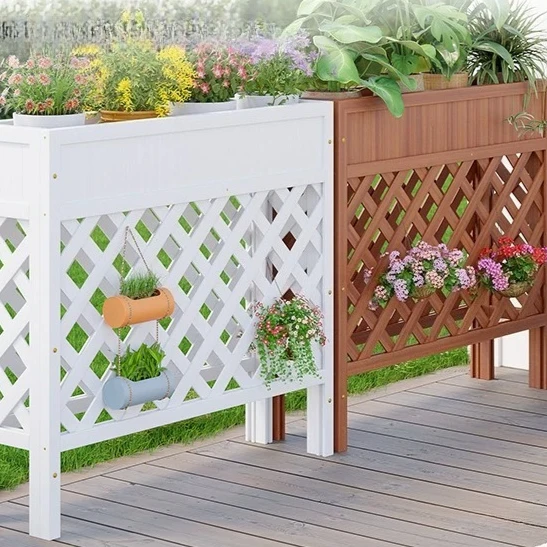 Factory Direct Compatible with Garden Planting Box Outdoor Plastic Wood Flower Box Balcony Partition Garden Fence Fence Outdoor