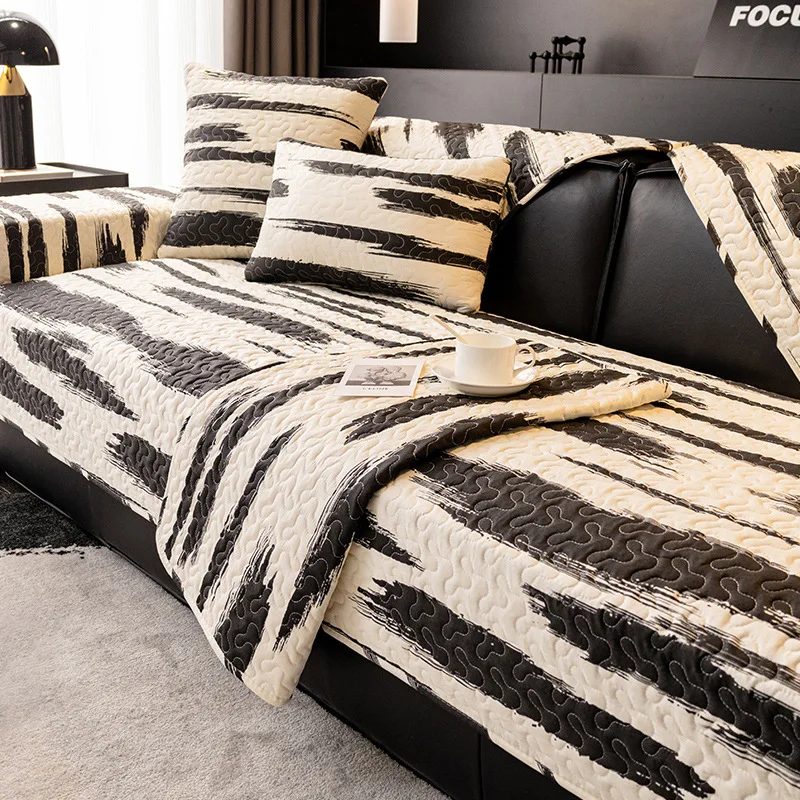 

American Style Sofa Cushions Corner Non-slip Sofa Backrest Armrest Towel Seat Cover Zebra Stripes Decor Recliner Cushion Mat