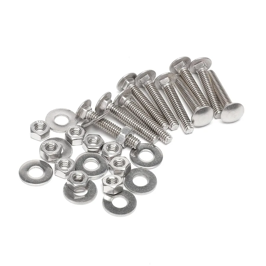 10 set 1 420 x 11 Kit bulloni e dadi per carrello da 2" Viti a collo quadrato rotondo in acciaio inossidabile 188 (304)