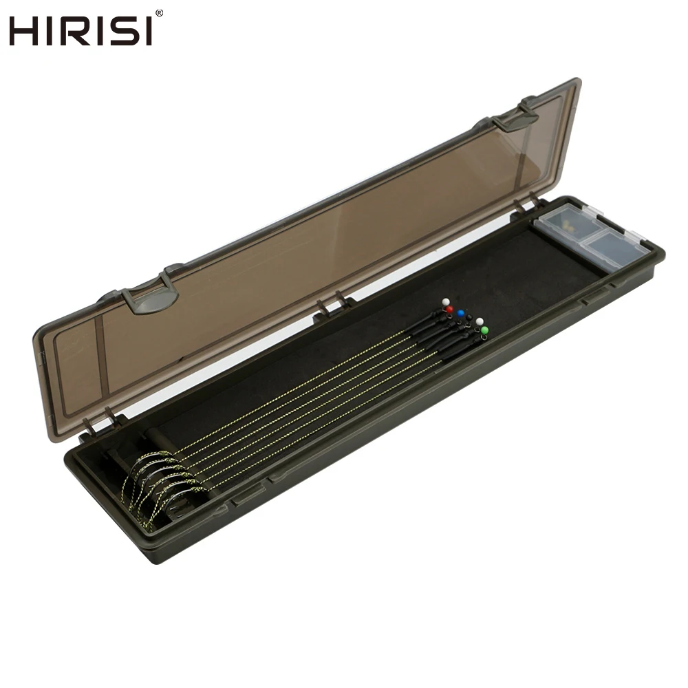 Hirisi Carp Fishing Tackle Box Stiff Hair Rig Board with Pins Carp Fishing Rig Box Wallet Rig Storage Box Fishing Accessories