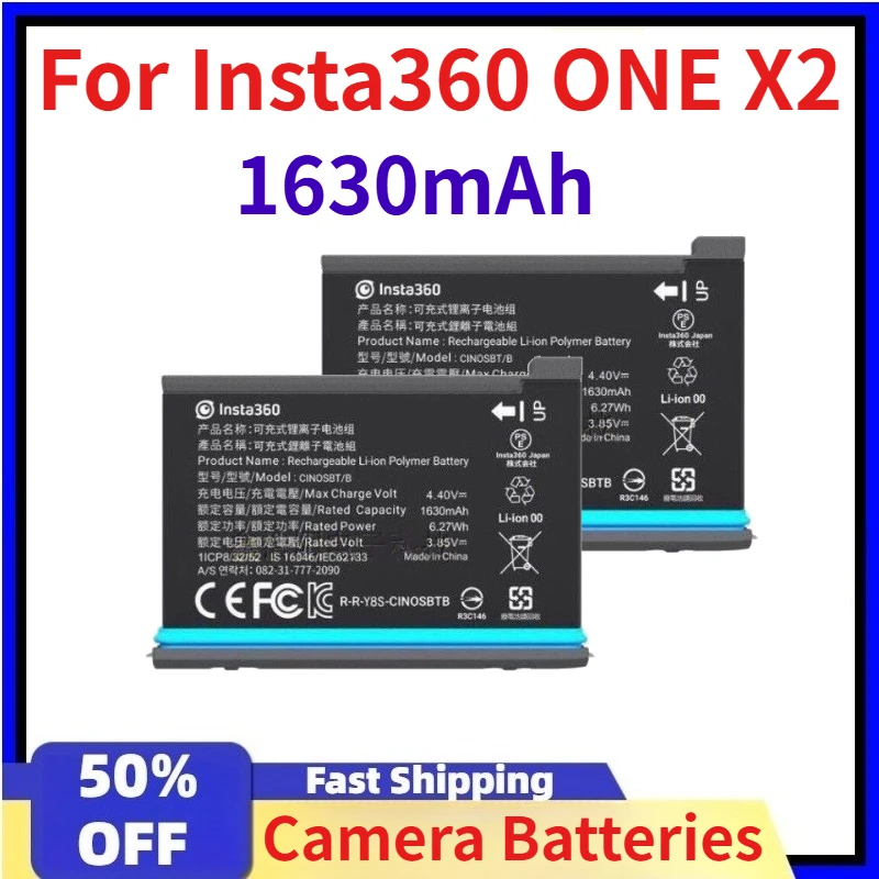 

1630mAh Rechargeable Battery for Insta360 ONE X2 Battery with Charger Box 360 Panoramic Action Camera Batteries Accessories