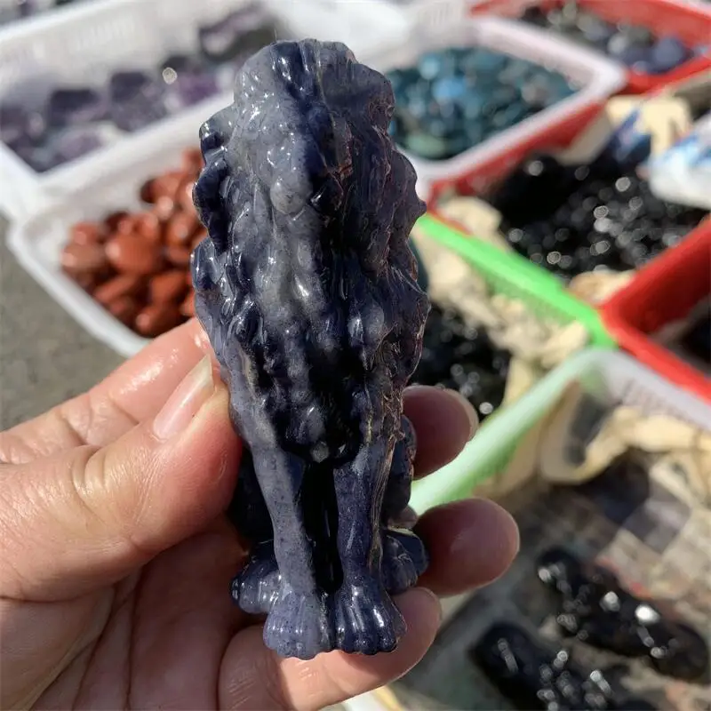 

Natural Blue Aventurine Lion Carving Animal Ornaments Statue Gift Healing Gem Crafts For Home Decoration 1PCS