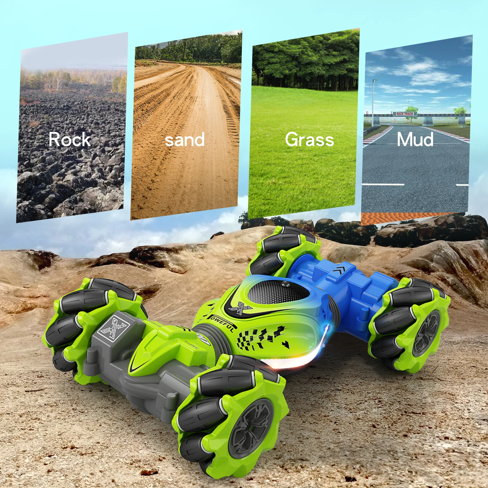 

4WD RC Car Toy 2.4G Remote Control Stunt Drift Vehicle with Watch Gesture Sensor, Rotation Twist Off-Road RC Cars for Kids