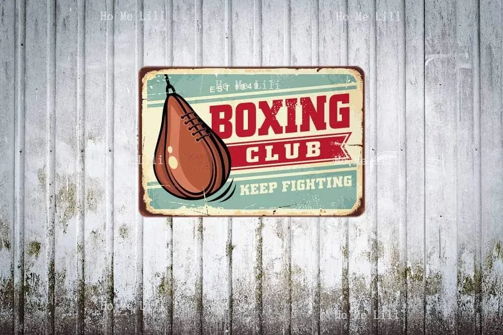 Boxing Speed Leather Ball Pear Shape Punching Bag Vintage Signboard Vintage Metal Sign For Men Women Wall Decor