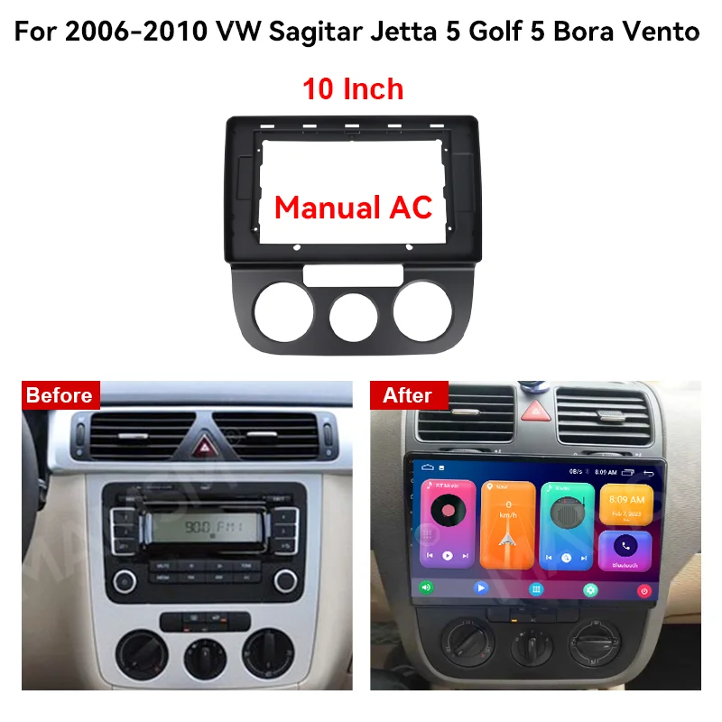 MAMSM 10inch For VW Sagitar Jetta 5 Golf 5 Bora Vento 2006-2010 Android Car Radio Fascia Frame Multimedia Wiring Harness Canbus