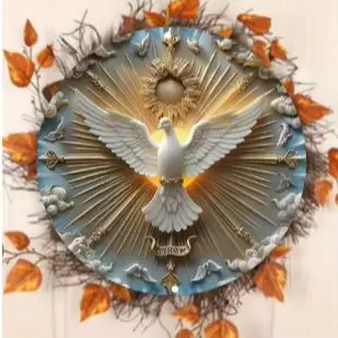 그리스도 스피릿 비둘기 벽 예술 알루미늄 금속 로고, 3D 릴리프 효과, 중국 벽걸이 다목적 장식, 8x8 인치