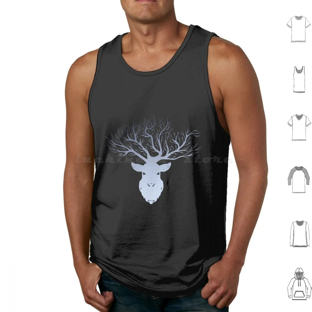 Camisetas sin mangas con diseño de astas de ciervo, ramas de árbol, cima de árbol, astas de ciervo, distrito de astas de árbol, cazador, animal del bosque.