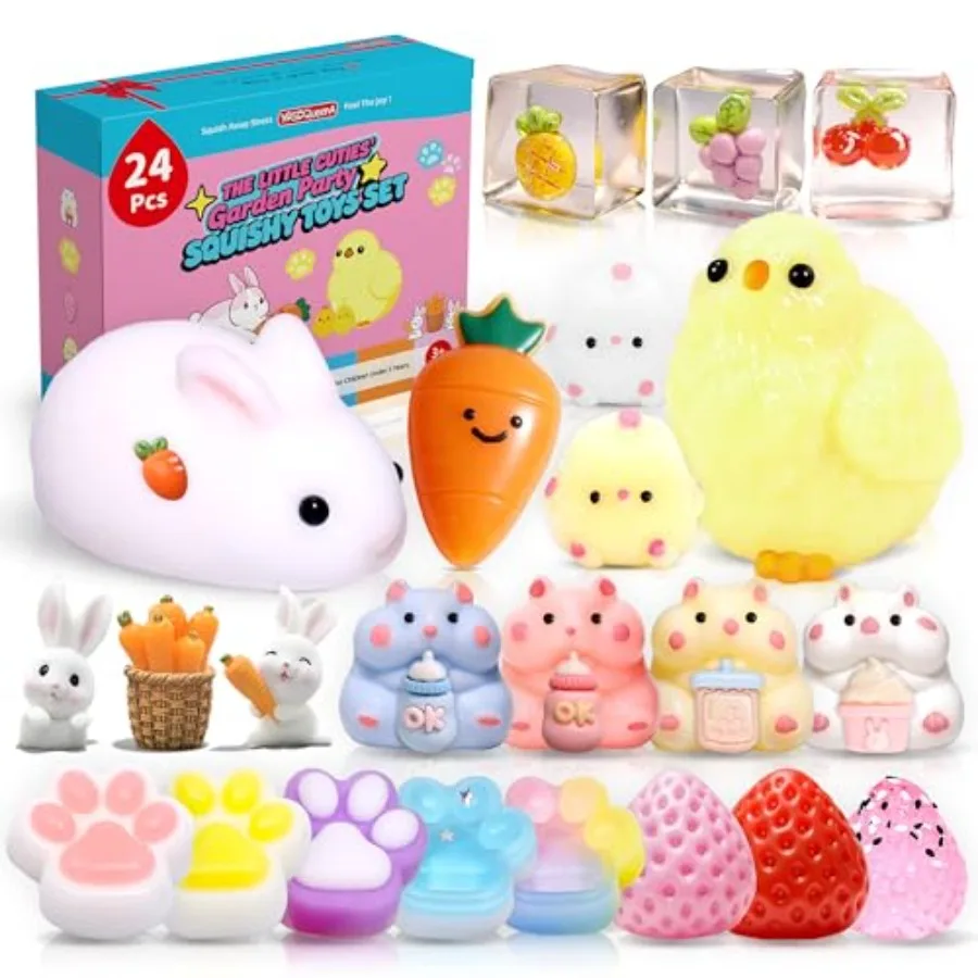 

24Pack Taba Squishy Toys kit- Squeeze Toys Squishy Fun Box taba Squishy Party Favors for -Cute Squishies Fidget Toys for Girls