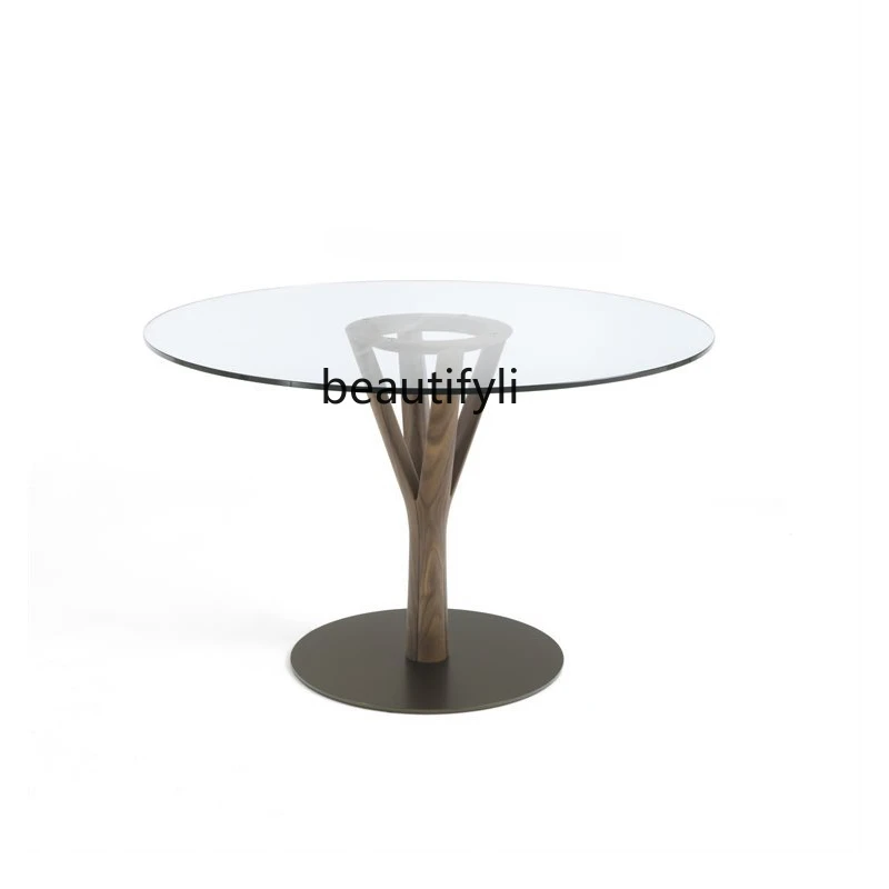 Italian-Style Light Luxury Solid Wood Rectangular Dining Table Model Room Conference Table Hotel Marble