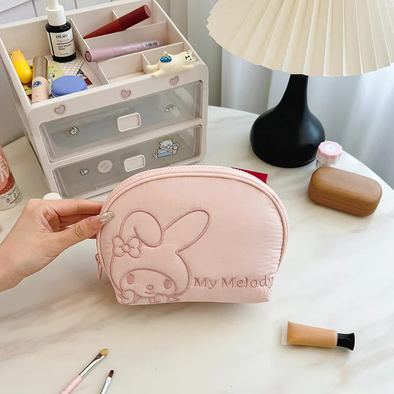 New HelloKitty Clutch Shell Cosmetic Bag Large Capacity Kuromi Fashion Simple Makeup Bag