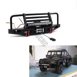 라이트 포함 RC 자동차 금속 프론트 범퍼, 1/10 RC 크롤러 축 SCX10 90046 TRX-4 TRX4 RTG 86100 업그레이드 부품