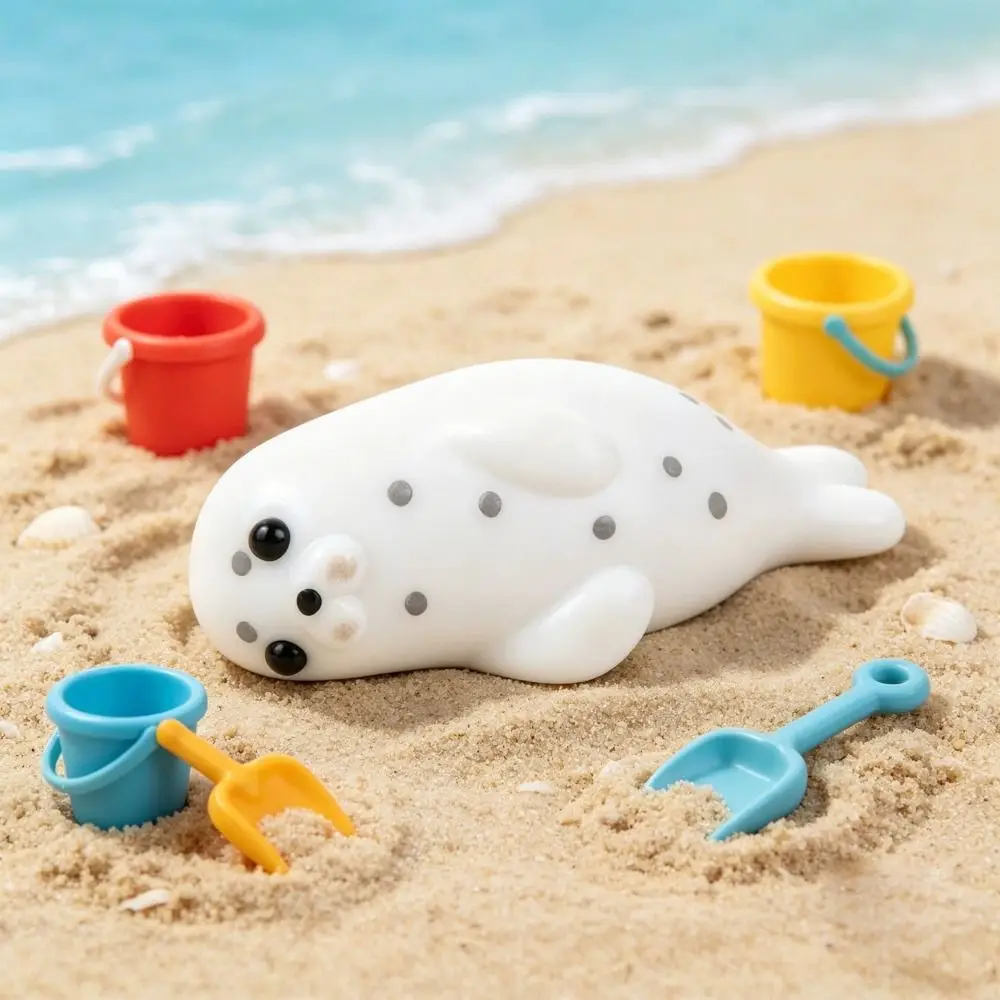 White-Spotted Seal Squeeze Toy Big-Eyed Lying Down Pose Lying Down Seal Squishy Toy Squshy Texture Cute Design Sensory Toys