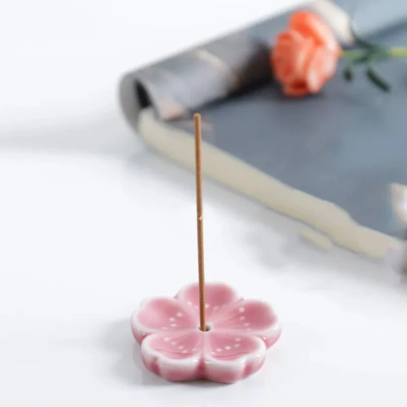 1pc Incense Stick Burner Incense Burner Tray Incense Burner Cherry Blossom Ceramic Stick Holder Plate Ash Catcher Home Decor