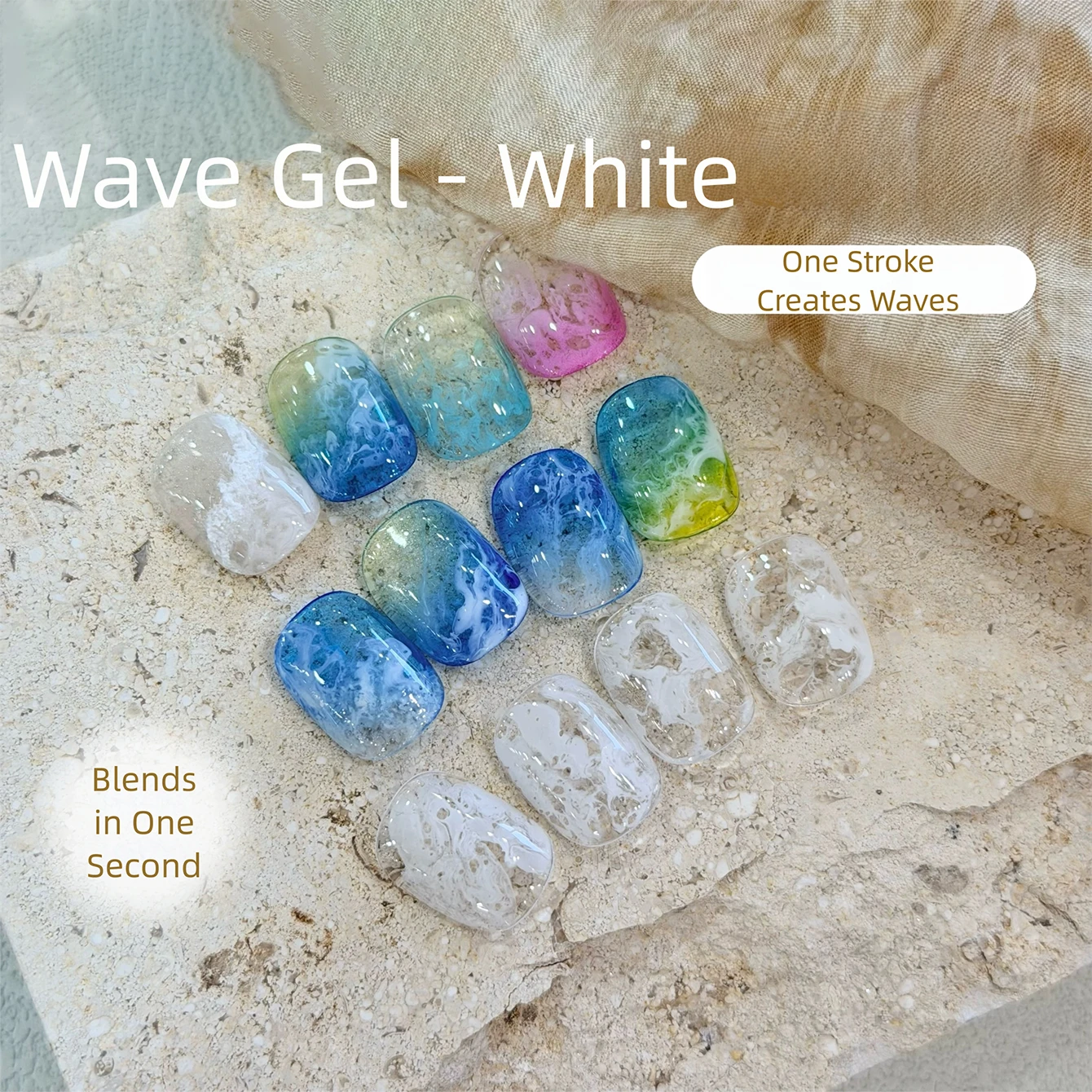2026 New Top Selling Transparent Popular White Wave Jelly Gradient Marble Nail Polish Gel Nail Bubble Lace Hole Quick Gradient