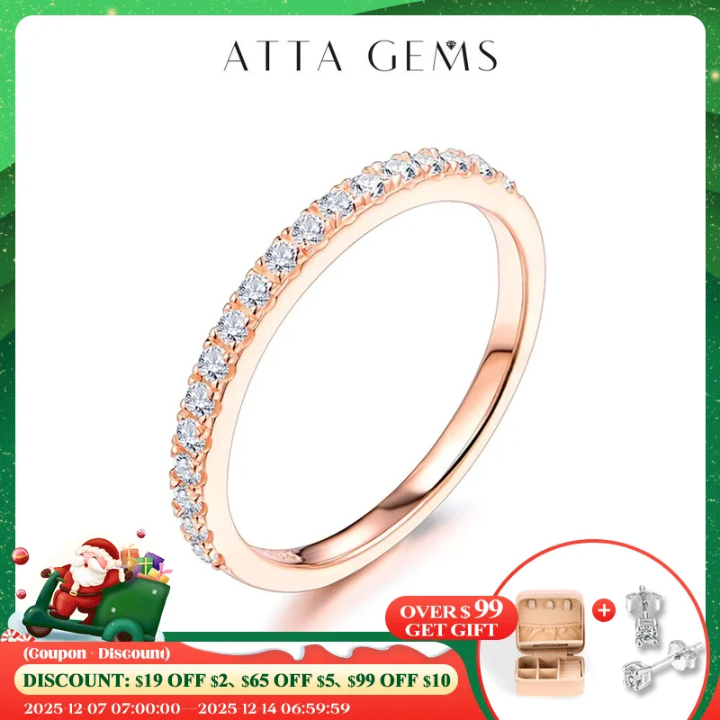 

ATTAGEMS 18K Rose Gold Plated Diamond Pass Test Round Excellent Cut Total 0.27 CT Moissanite Ring for Girls Cocktail Jewelry