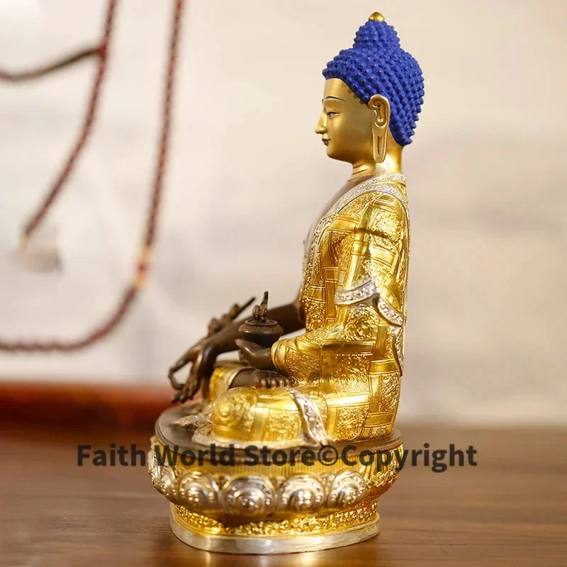 GOOD quality Buddha statue Asia Nepal Tibet HOME temple bless safe healty good luck Gilding Sakyamuni Medicine buddha statue