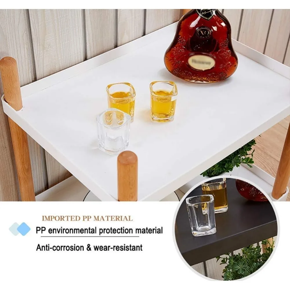 Multifunction Portable Hand Trucks,Large Trolly Cart 2 Tier Catering Cart with Universal Wheel, Kitchen/Dining Room Storage Util