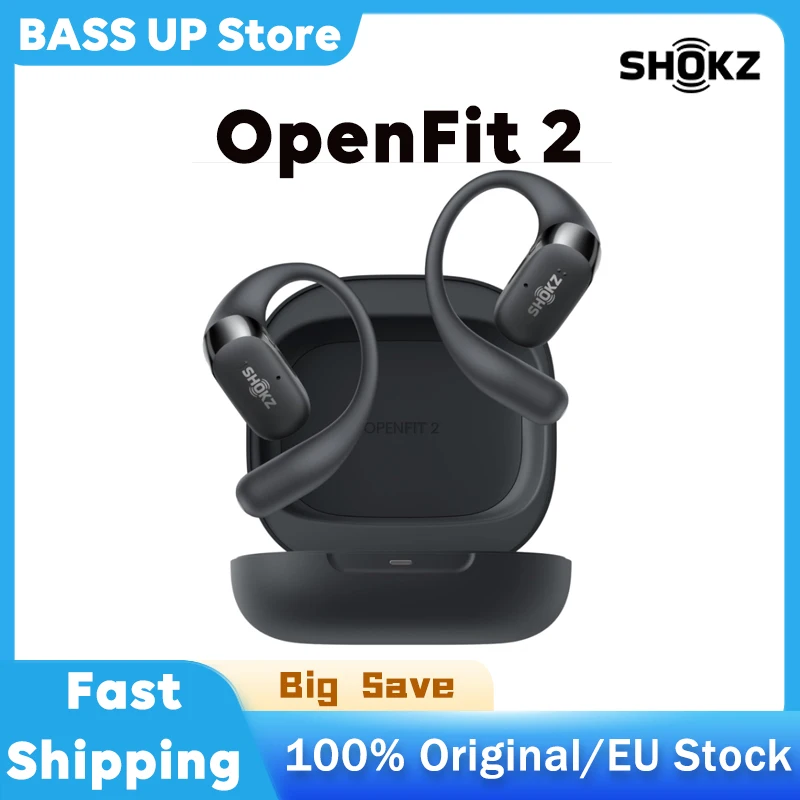 SHOKZ OpenFit 2 Open-Ear-Kopfhörer, Bluetooth, 48 Stunden Wiedergabezeit, Ohrbügel,
