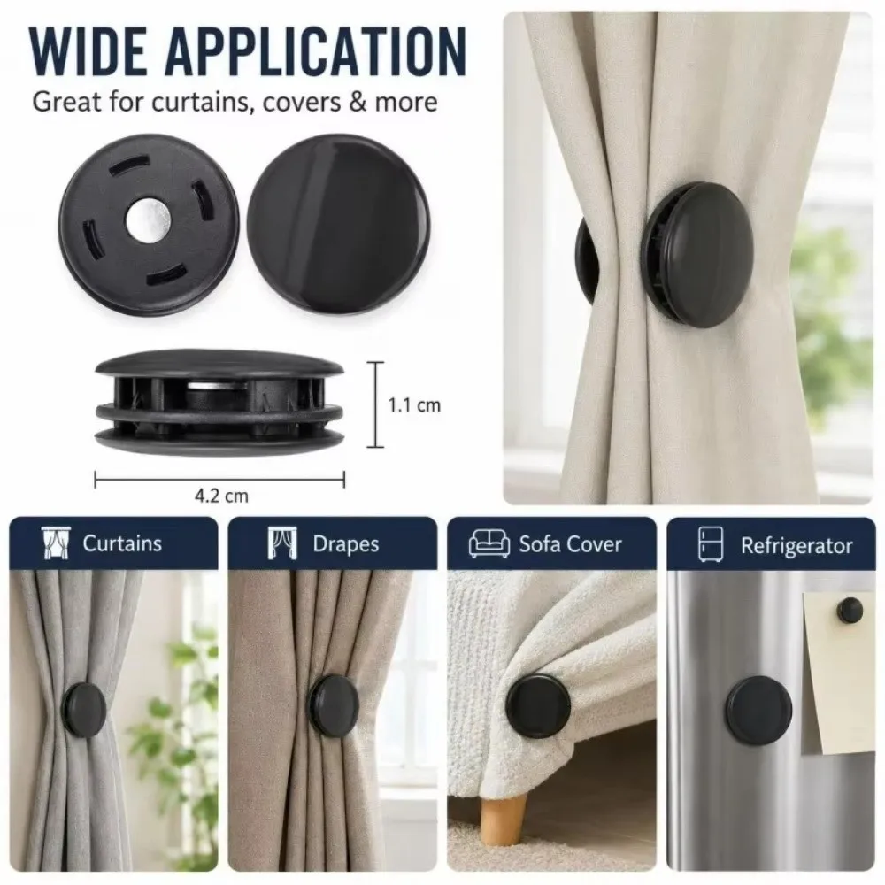 ABS Magnetic Curtain Closure Clips No Drill Anti-Leak Light Curtain Light Blocking Fasteners Curtain Fixer