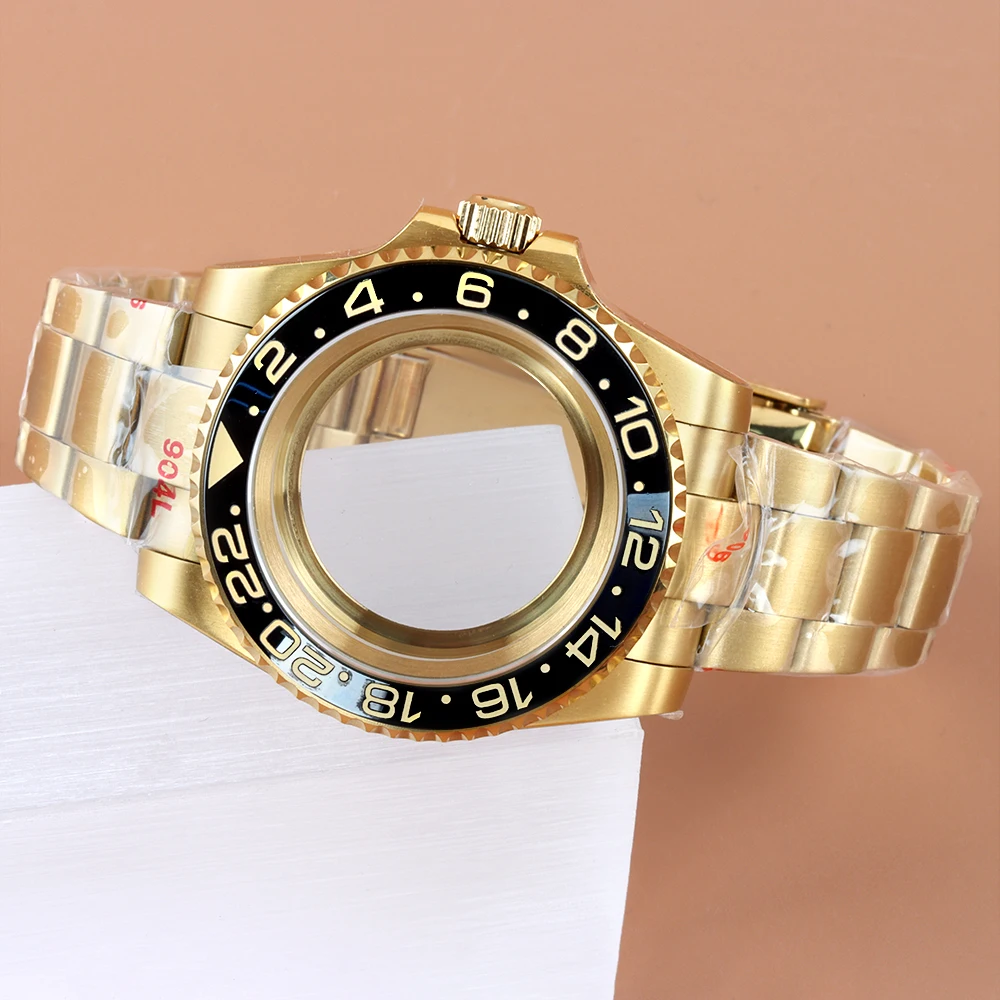 

Stainless Steel 40mm Nh35 Gold Watch Case Oyster Bracelet Sapphire Glass Fit GMT SUB Yacht-Master NH34 NH35 NH36 NH38 Movement