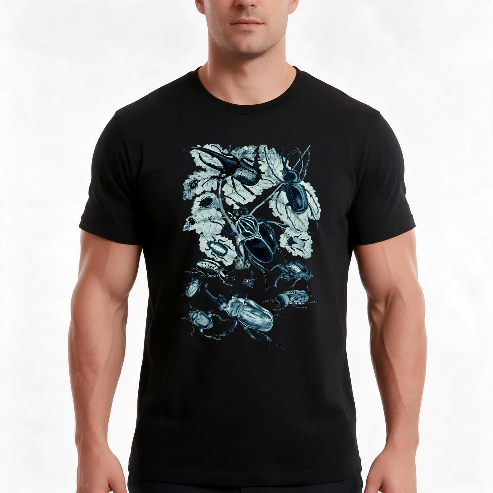Coleoptera Beetles and Weevils Cerulean T-Shirt Summer Casual Cotton Tee Oversized Streetwear Tops Vintage Graphic Print