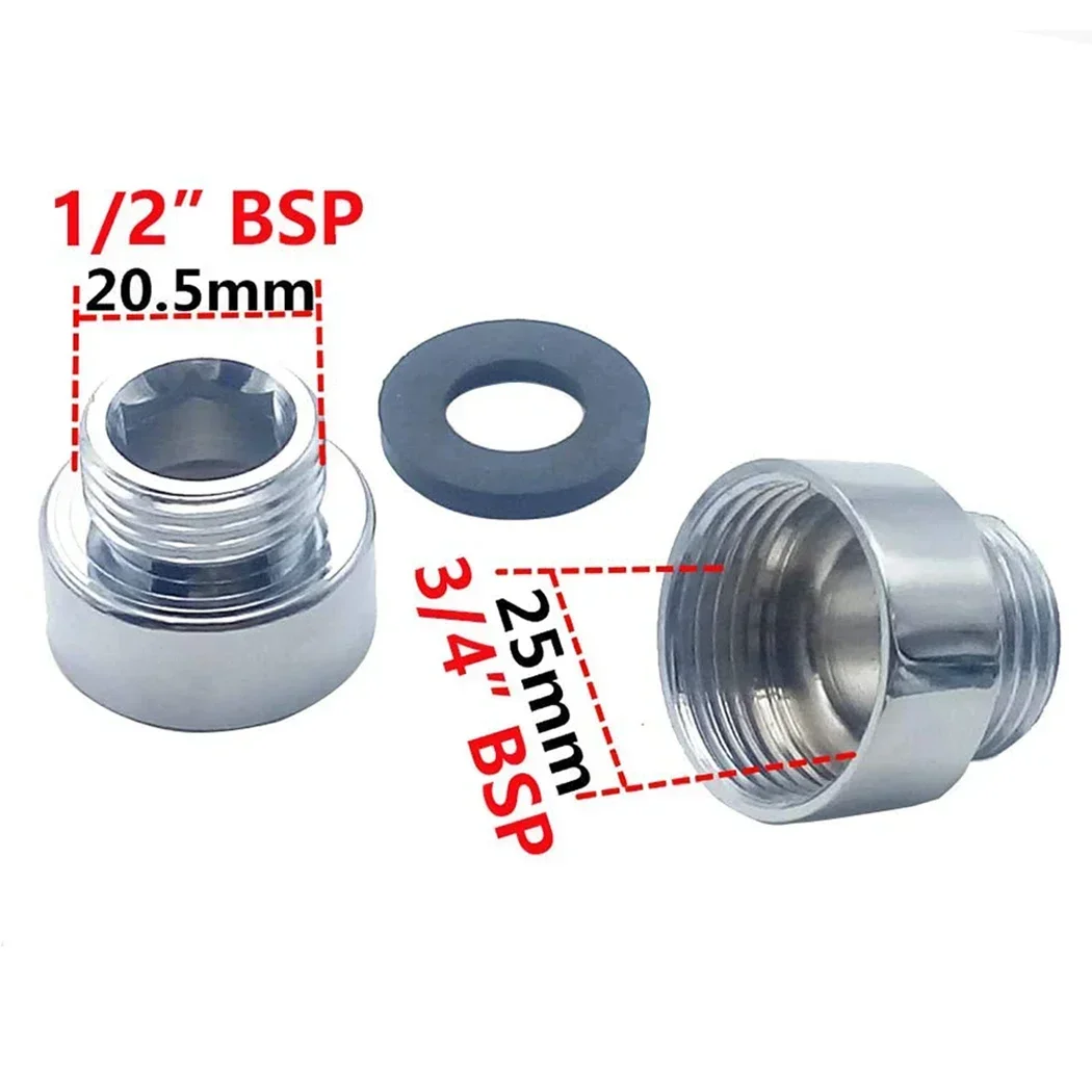 สายฝักบัว/หัวอะแดปเตอร์ 3/4 "ถึง 1/2" ชาย Chrome ลดหญิงซ่อมท่อทองแดงอุปกรณ์สําหรับแตะก๊อกน้ํา